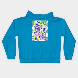 Pink Jungle Leopard Cat in Acrylic Kids Hoodie